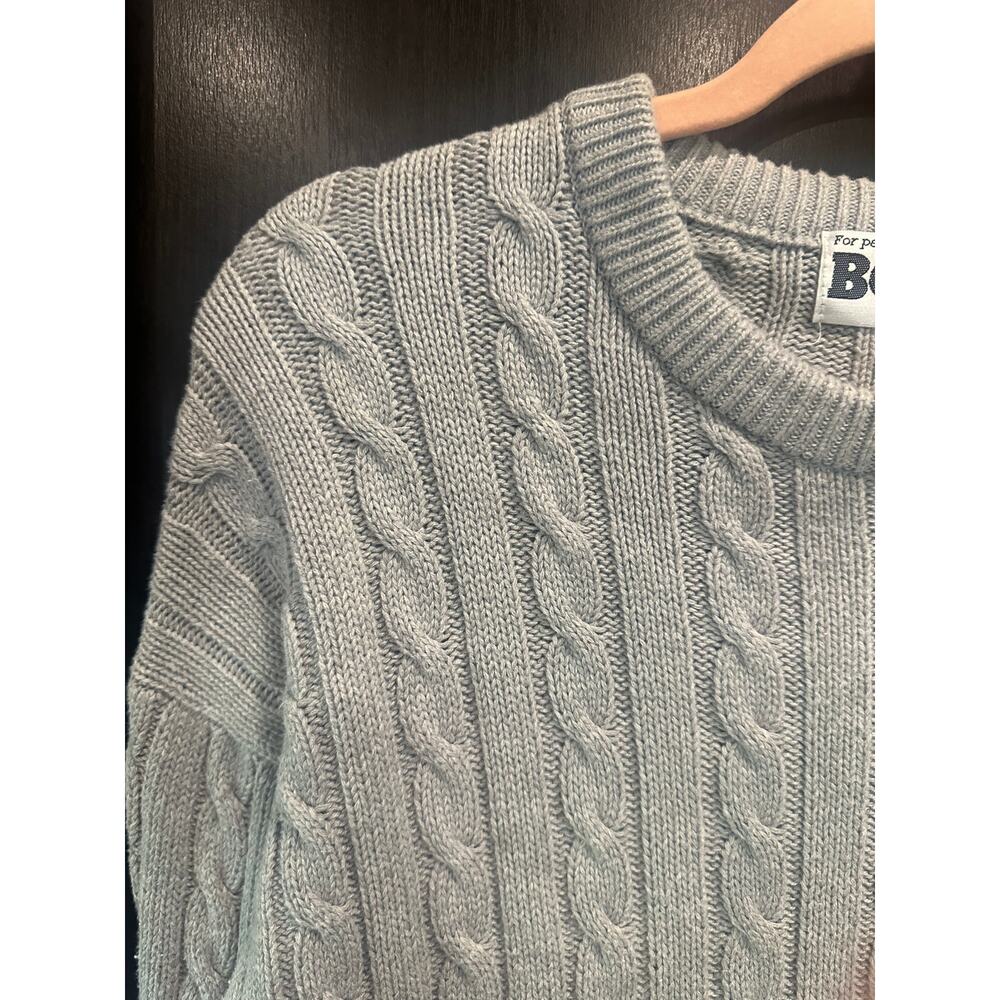 Vintage Gray Cotton Classic Coastal Fisherman Cable Knit Sweater Large - Picture 5 of 8